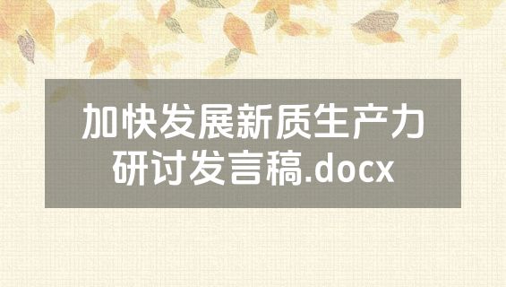 加快发展新质生产力研讨发言稿.docx