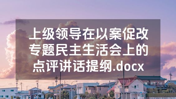 上级领导在以案促改专题民主生活会上的点评讲话提纲.docx
