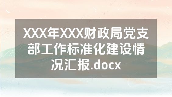XXX年XXX财政局党支部工作标准化建设情况汇报.docx