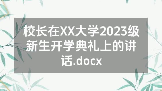 校长在XX大学2023级新生开学典礼上的讲话.docx