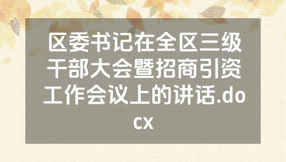 区委书记在全区三级干部大会暨招商引资工作会议上的讲话.docx