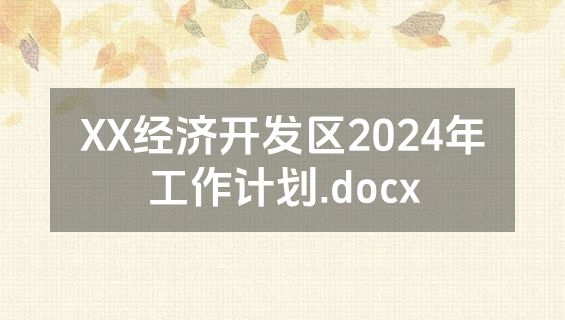 XX经济开发区2024年工作计划.docx