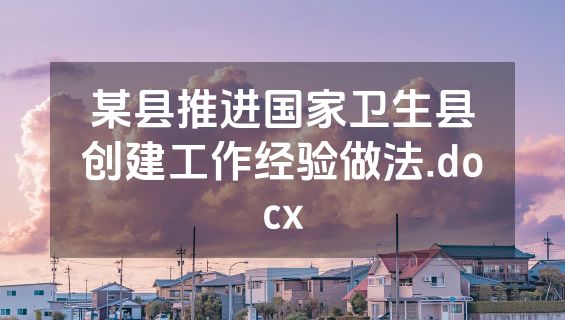 某县推进国家卫生县创建工作经验做法.docx