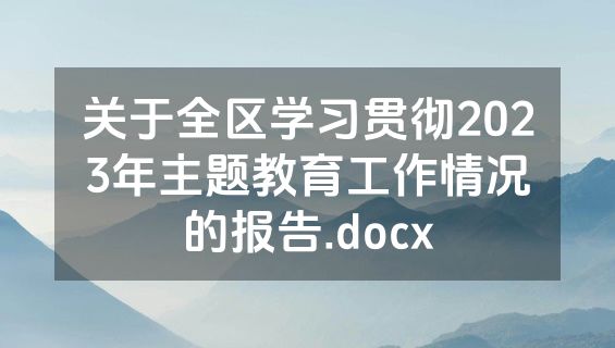 关于全区学习贯彻2023年主题教育工作情况的报告.docx