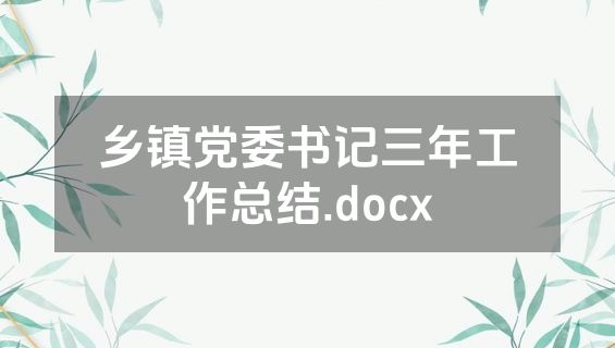 乡镇党委书记三年工作总结.docx