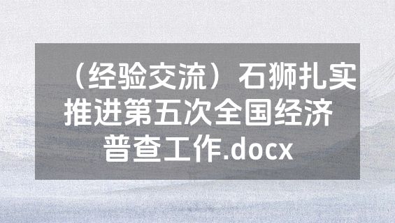 （经验交流）石狮扎实推进第五次全国经济普查工作.docx