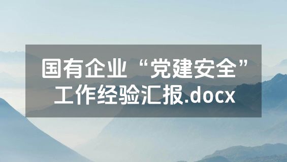 国有企业“党建安全”工作经验汇报.docx