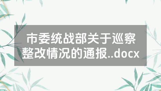 市委统战部关于巡察整改情况的通报..docx