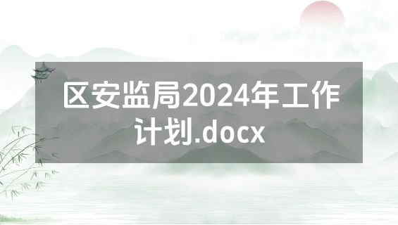 区安监局2024年工作计划.docx