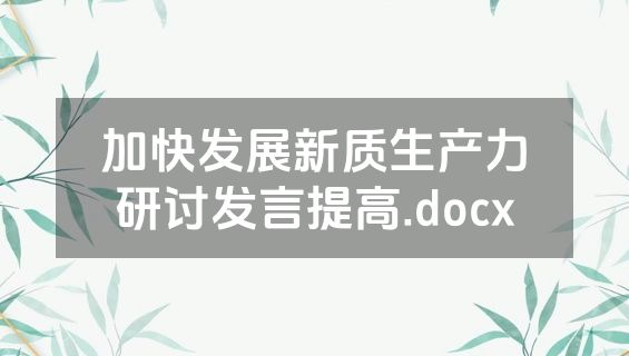加快发展新质生产力研讨发言提高.docx