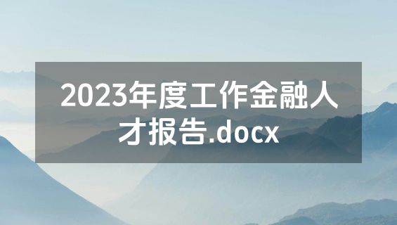 2023年度工作金融人才报告.docx