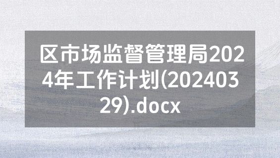 区市场监督管理局2024年工作计划(20240329).docx