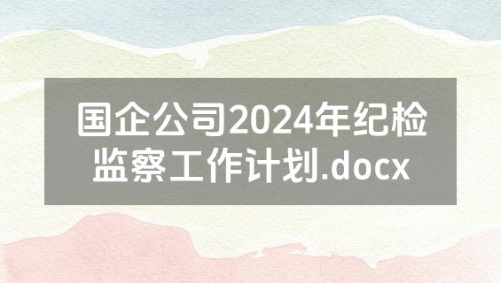 国企公司2024年纪检监察工作计划.docx