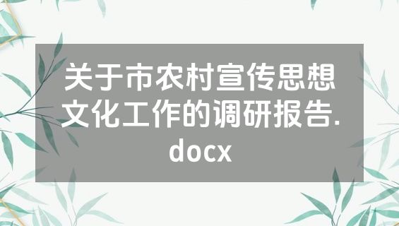 关于市农村宣传思想文化工作的调研报告.docx