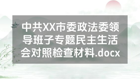 中共XX市委政法委领导班子专题民主生活会对照检查材料.docx