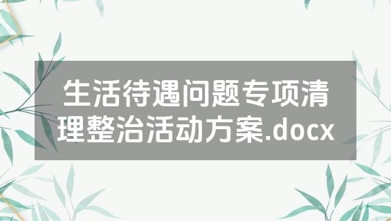 生活待遇问题专项清理整治活动方案.docx