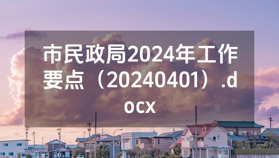 市民政局2024年工作要点（20240401）.docx
