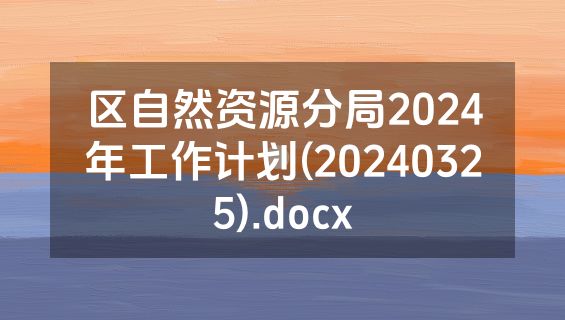 区自然资源分局2024年工作计划(20240325).docx