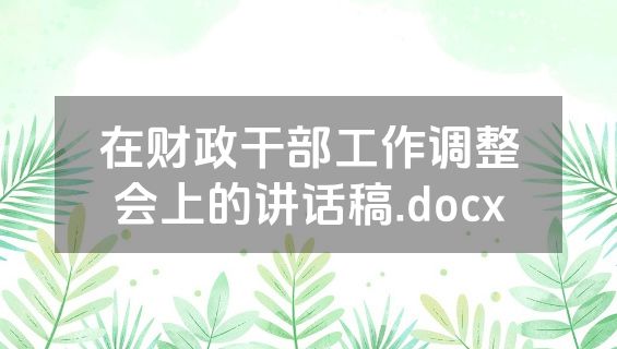 在财政干部工作调整会上的讲话稿.docx