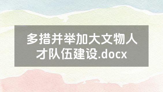 多措并举加大文物人才队伍建设.docx