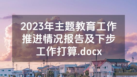 2023年主题教育工作推进情况报告及下步工作打算.docx