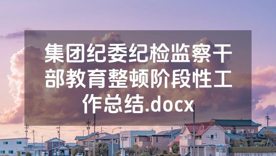 集团纪委纪检监察干部教育整顿阶段性工作总结.docx