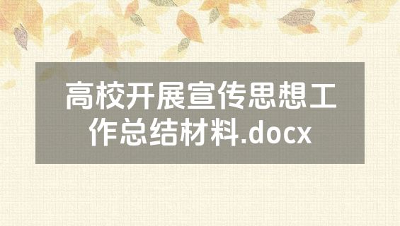 高校开展宣传思想工作总结材料.docx