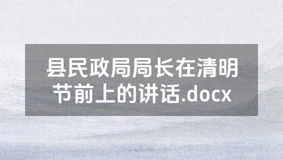县民政局局长在清明节前上的讲话.docx