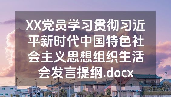 XX党员学习贯彻习近平新时代中国特色社会主义思想组织生活会发言提纲.docx