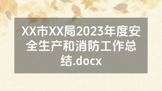 XX市XX局2023年度安全生产和消防工作总结.docx