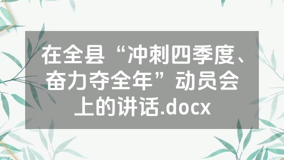 在全县“冲刺四季度、奋力夺全年”动员会上的讲话.docx