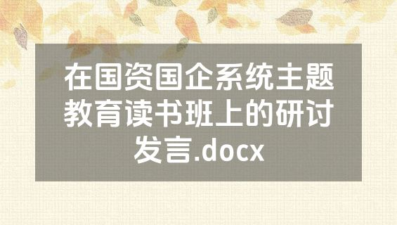 在国资国企系统主题教育读书班上的研讨发言.docx