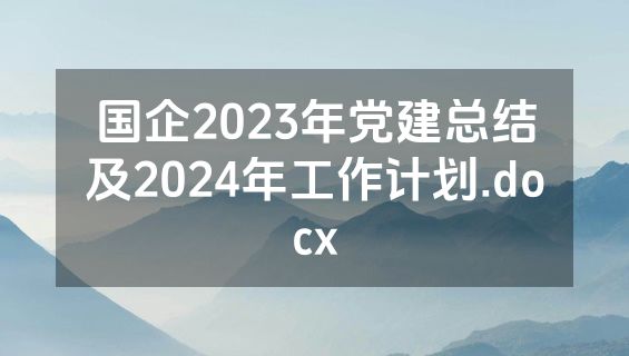 国企2023年党建总结及2024年工作计划.docx