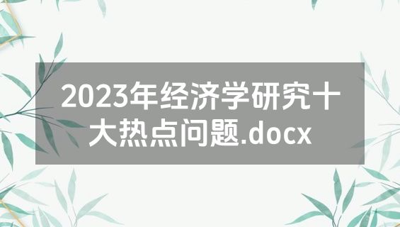2023年经济学研究十大热点问题.docx