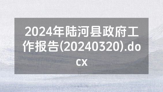 2024年陆河县政府工作报告(20240320).docx