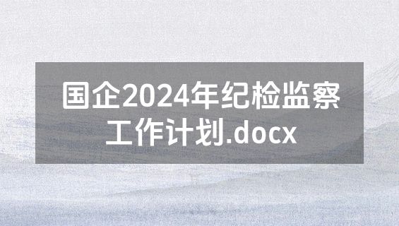 国企2024年纪检监察工作计划.docx