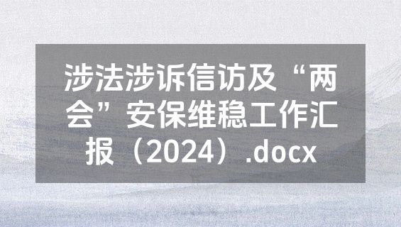 涉法涉诉信访及“两会”安保维稳工作汇报（2024）.docx