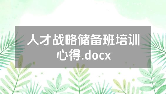 人才战略储备班培训心得.docx