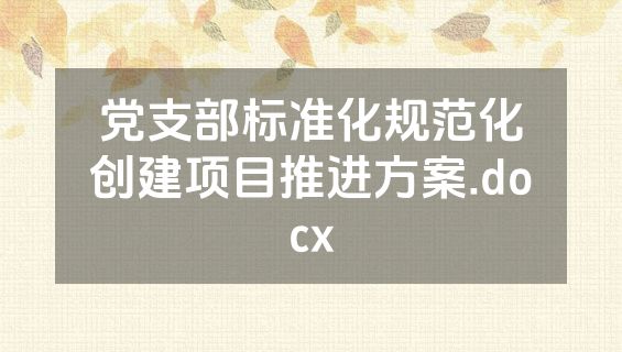 党支部标准化规范化创建项目推进方案.docx