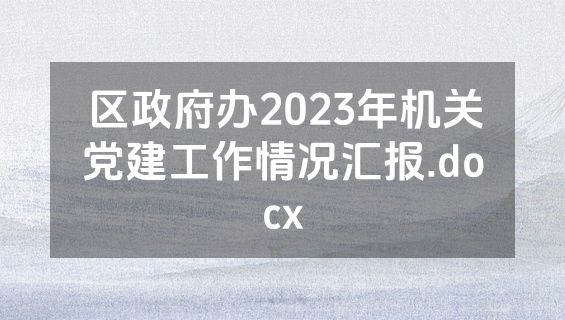 区政府办2023年机关党建工作情况汇报.docx