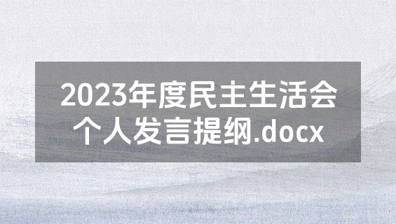 2023年度民主生活会个人发言提纲.docx