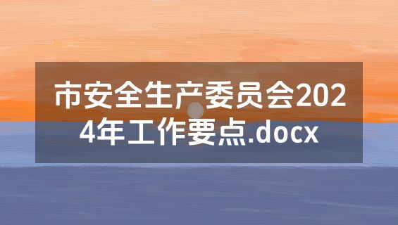 市安全生产委员会2024年工作要点.docx