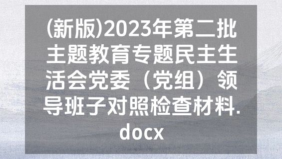 (新版)2023年第二批主题教育专题民主生活会党委（党组）领导班子对照检查材料.docx