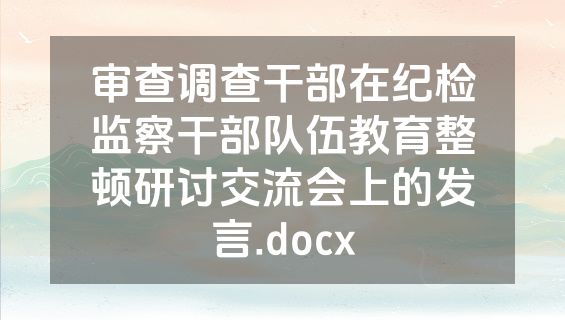 审查调查干部在纪检监察干部队伍教育整顿研讨交流会上的发言.docx