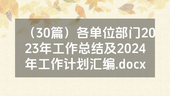 （30篇）各单位部门2023年工作总结及2024年工作计划汇编.docx