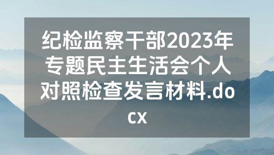 纪检监察干部2023年专题民主生活会个人对照检查发言材料.docx