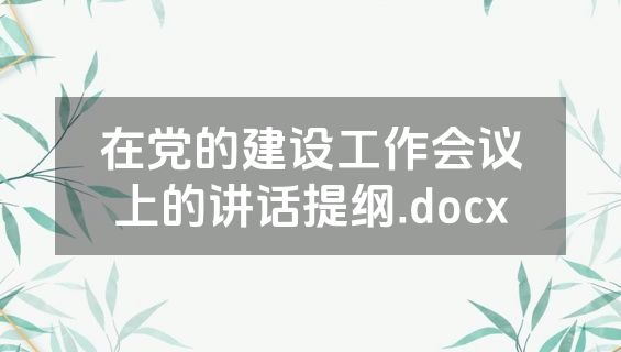 在党的建设工作会议上的讲话提纲.docx