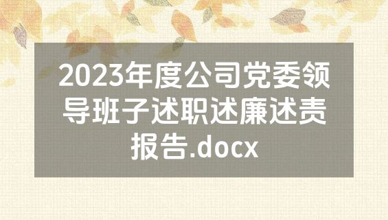2023年度公司党委领导班子述职述廉述责报告.docx