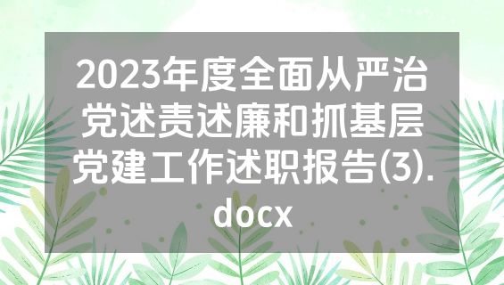 2023年度全面从严治党述责述廉和抓基层党建工作述职报告(3).docx