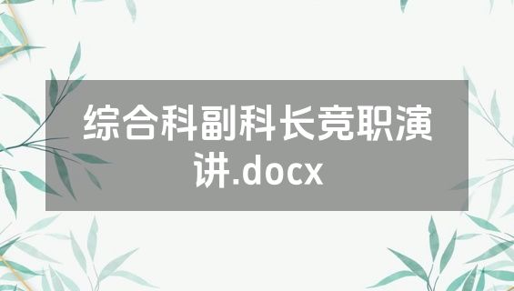 综合科副科长竞职演讲.docx